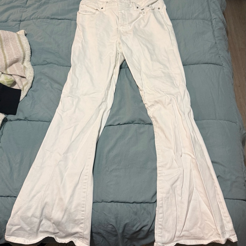 Lucky Brand Steve High Rise Flare White Jeans